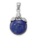Sterling Silver Rhodium-plated Lapis Lazuli Pendant, 22 x 16 mm