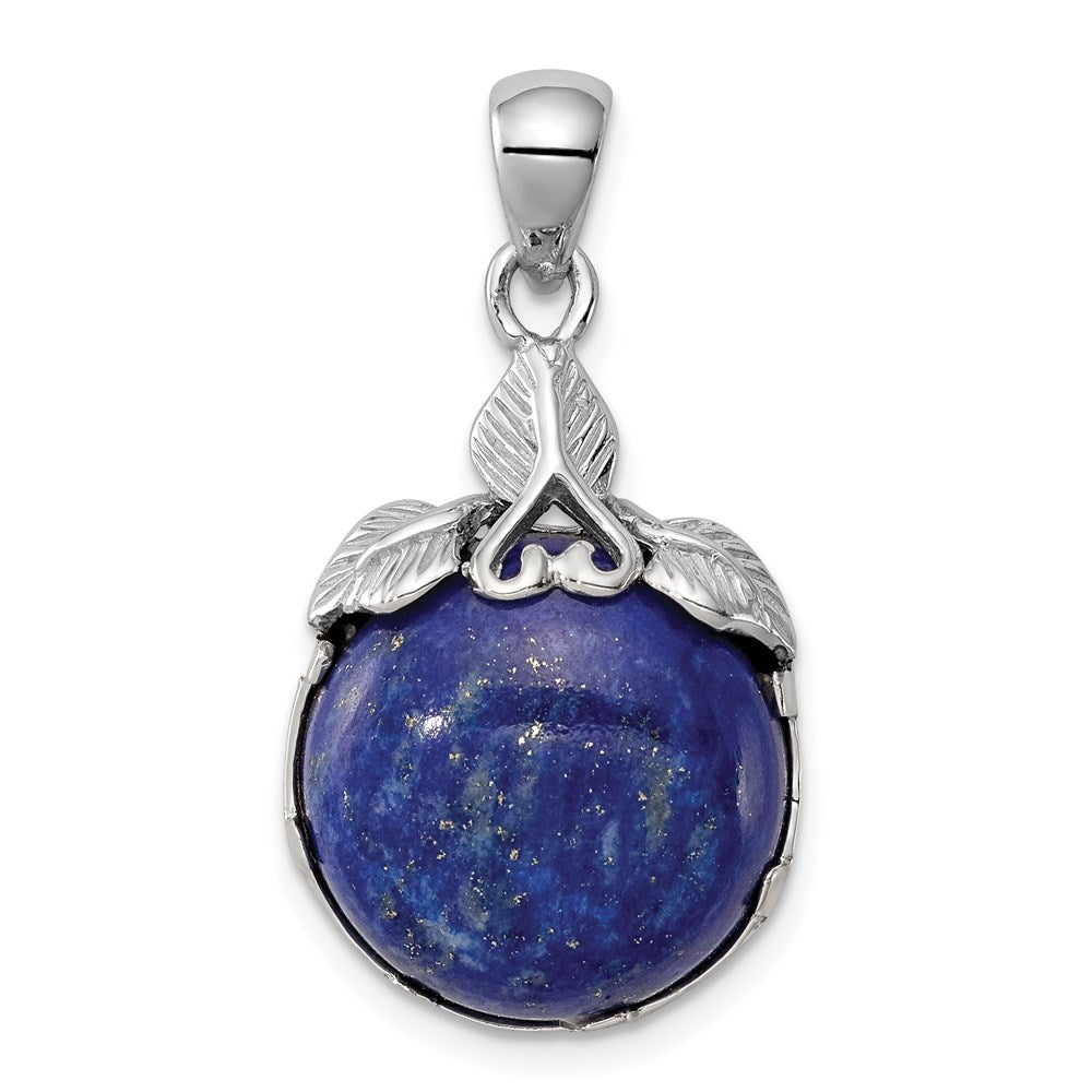 Sterling Silver Rhodium-plated Lapis Lazuli Pendant, 22 x 16 mm