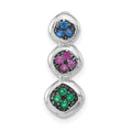 Sterling Silver w/ Black Rhodium Synthetic Stones Chain Slide Pendant, 20.15 x 7.65 mm