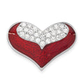 Sterling Silver Polished Red Enamel & CZ Heart Chain Slide Pendant, 17.4 x 24.8 mm