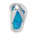 Sterling Silver Rhodium Created Blue Opal Flip-Flop Slide, 17.2 x 10.37 mm