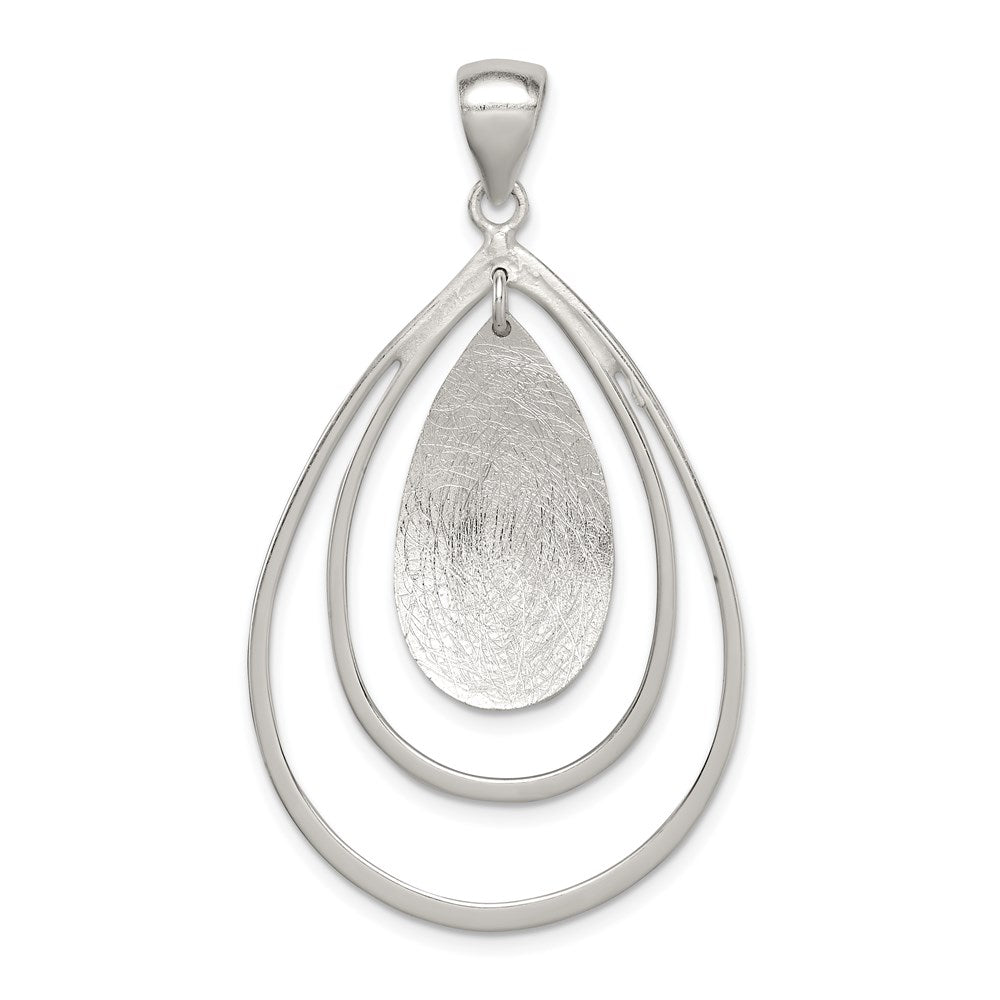 Sterling Silver Polished & Textured Teardrop Pendant, 41.3 mm