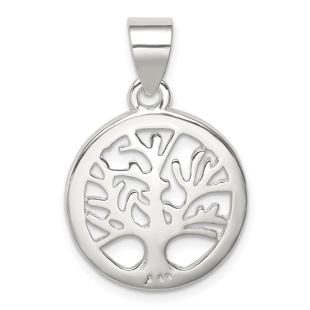 Sterling Silver Polished Round Tree Pendant, 17.75 x 17.75 mm