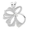 Sterling Silver Polished & Satin CZ Flower Chain Slide Pendant, 34.9 x 29.8 mm