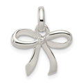Sterling Silver Polished Diamond Bow Pendant, 0.005 ct, 12.2 x 15 mm