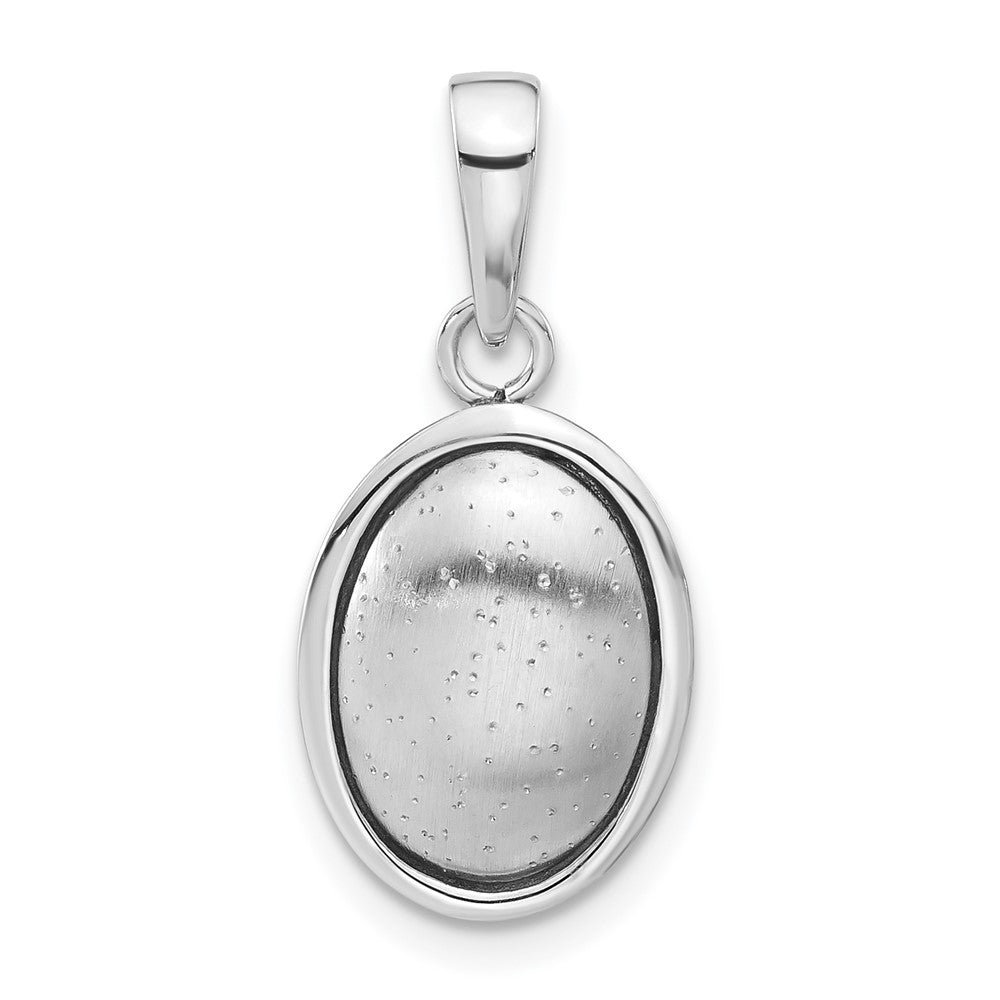Sterling Silver Polished and Textured Oval Pendant, 23.5 x 11 mm