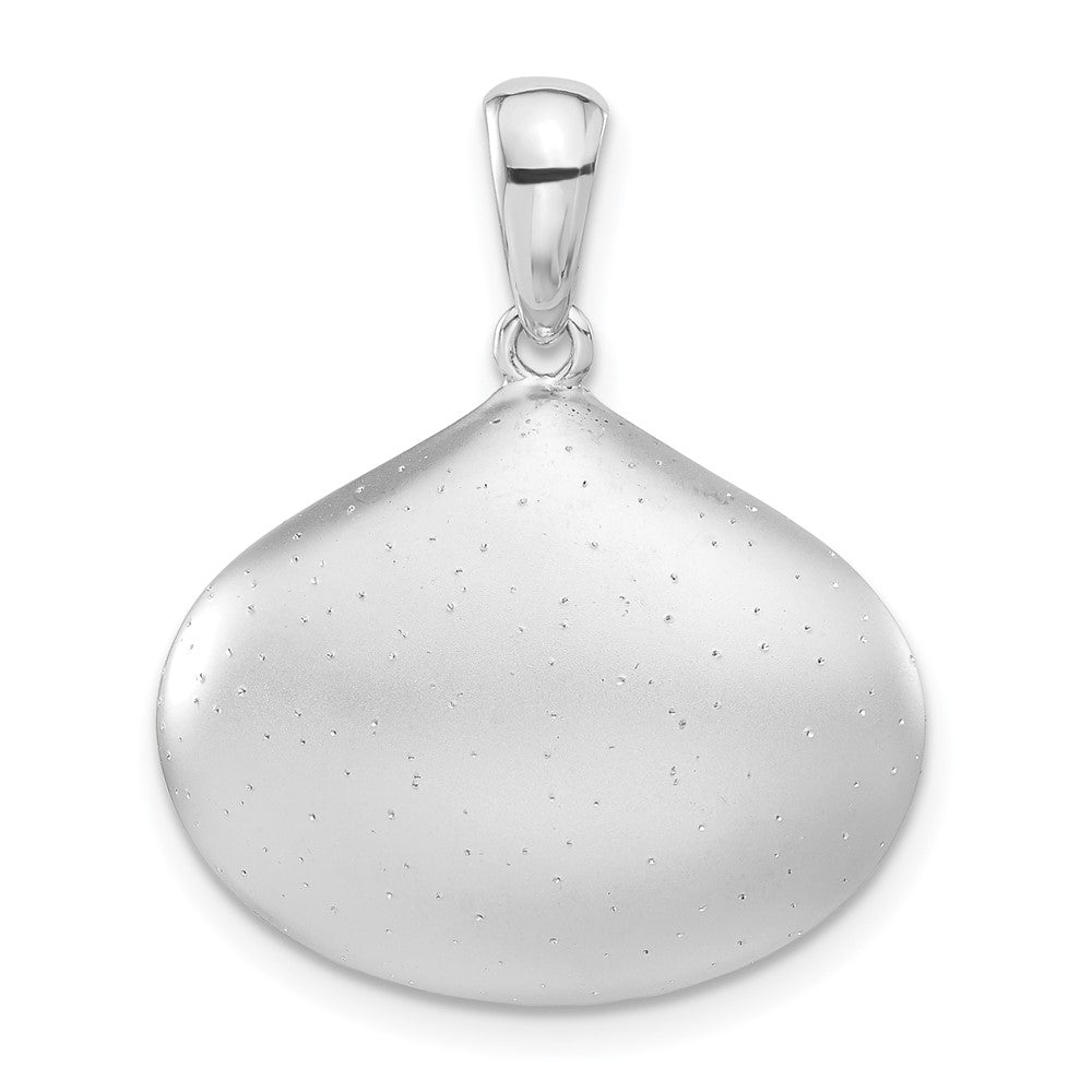 Sterling Silver Sparkle-cut Satin Wide Teardrop Pendant, 26.3 x 21.8 mm