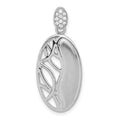 Sterling Silver Polished & Satin CZ Oval Chain Slide Pendant, 32.2 x 14 mm