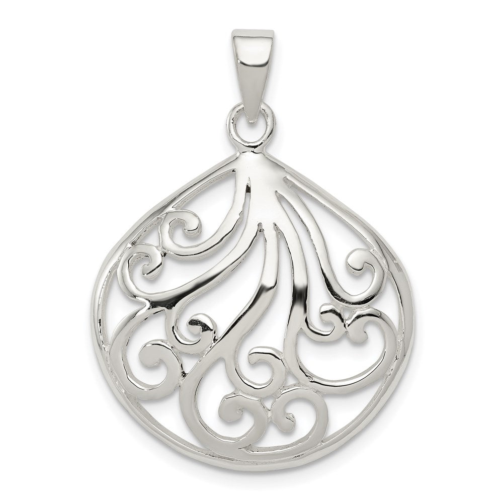 Sterling Silver Swirl Pendant, 27.5 mm