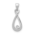 Sterling Silver Rhodium-plated w/CZ Pendant, 15 mm