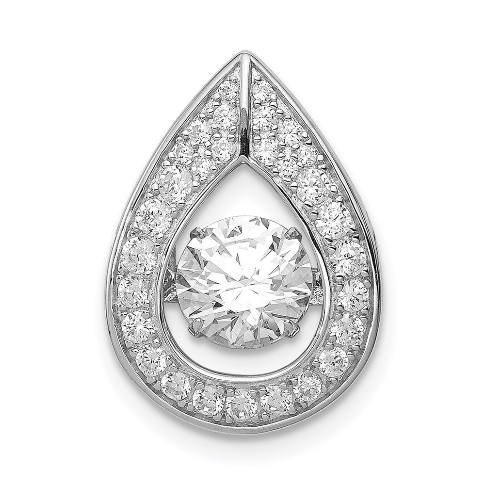 Sterling Silver Platinum-plated Vibrant CZ Pendant, 17.5 mm