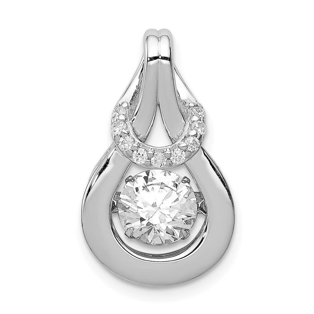 Sterling Silver Platinum-plated Vibrant CZ Knot Pendant, 20 mm