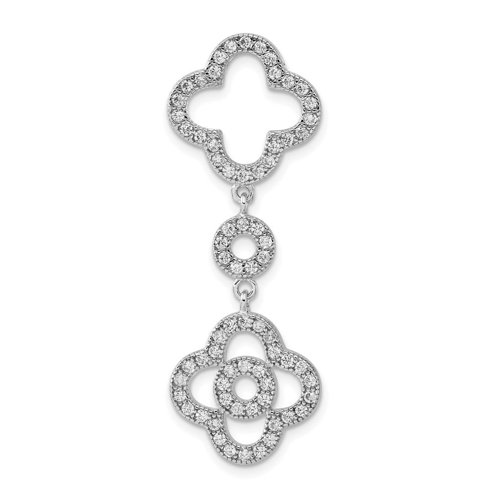 Sterling Silver Polished Fancy CZ Chain Slide, 42.4 x 15.2 mm
