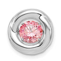 Sterling Silver Platinum-plated Polished Vibrant Pink CZ Circle Pendant, 12.6 mm