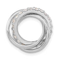 Sterling Silver Polished CZ 3 Ring Chain Slide Pendant, 18 x 18 mm