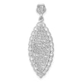 Sterling Silver Polished Filigree CZ Pendant, 36.6 x 13 mm