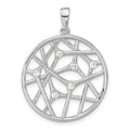 Sterling Silver Polished CZ Circle Pendant, 33 x 25 mm