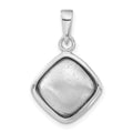Sterling Silver Polished & Textured Diamond-shape Pendant, 24.1 x 15.2 mm