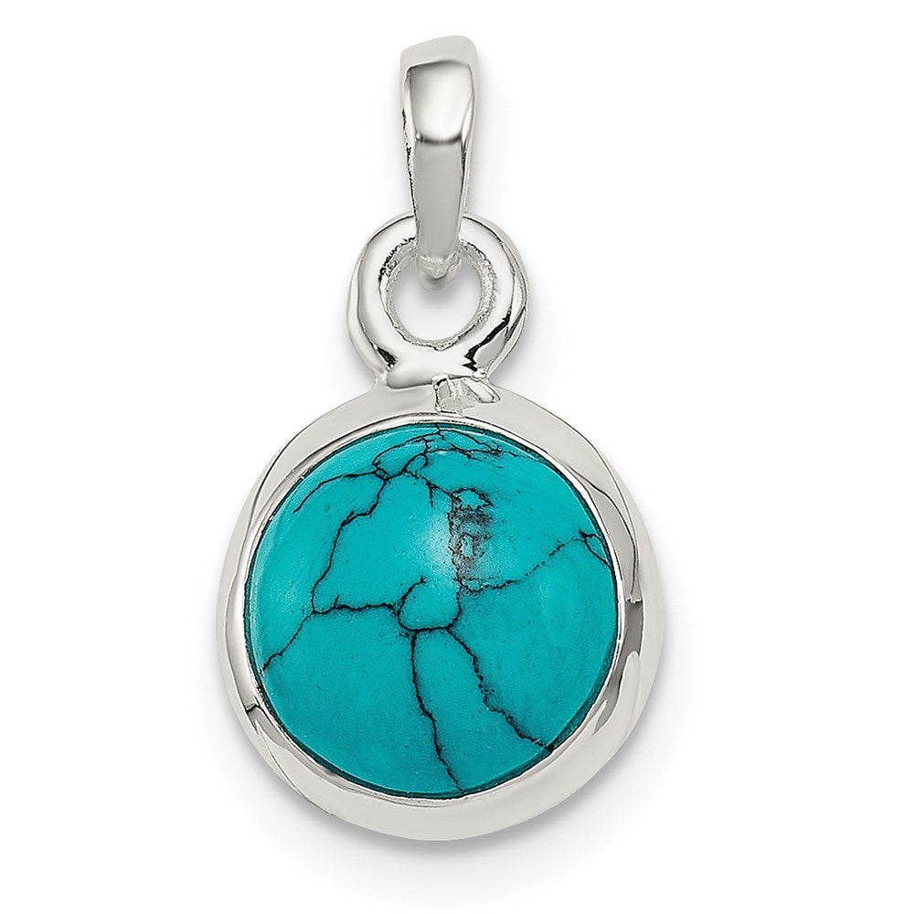 Sterling Silver Polished Lab Created Turquoise Pendant, 16.1 mm