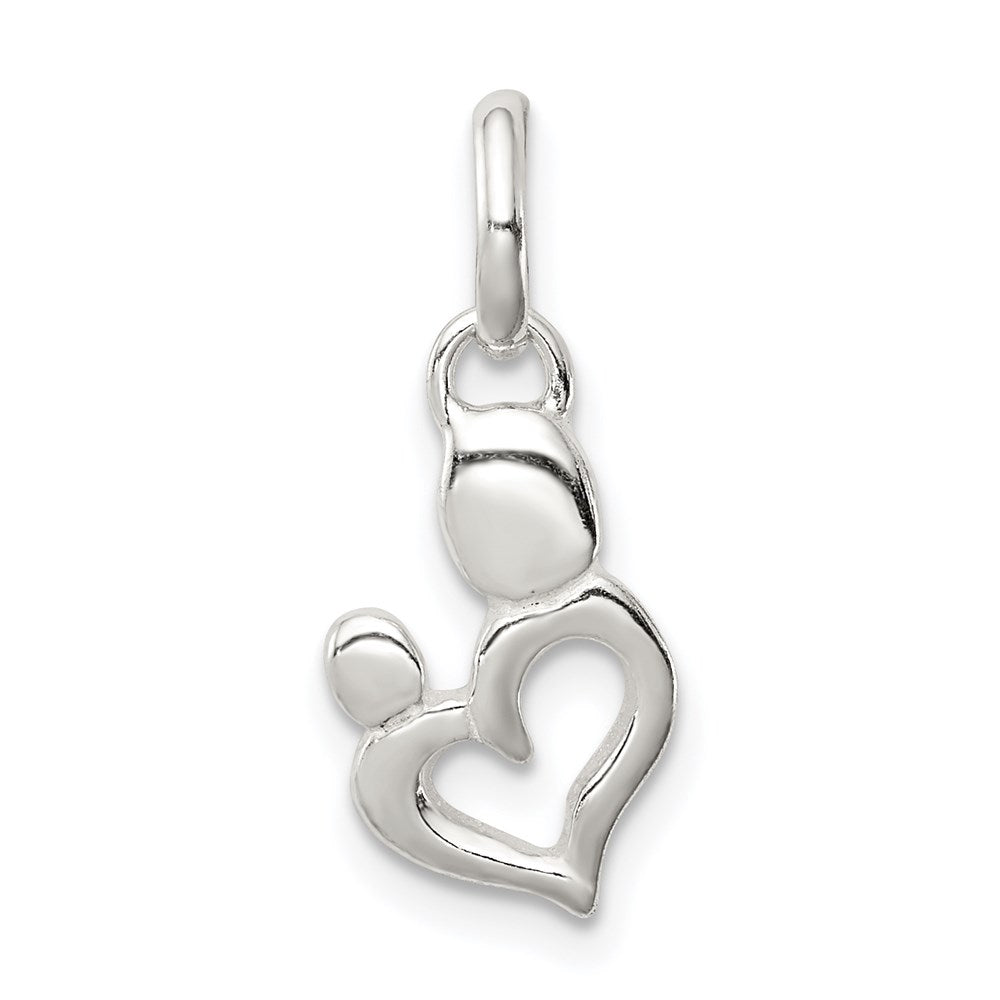 Sterling Silver Polished Heart Charm, 12.6 x 8.25 mm