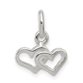 Sterling Silver Polished Double Heart Charm, 10.1 x 12 mm