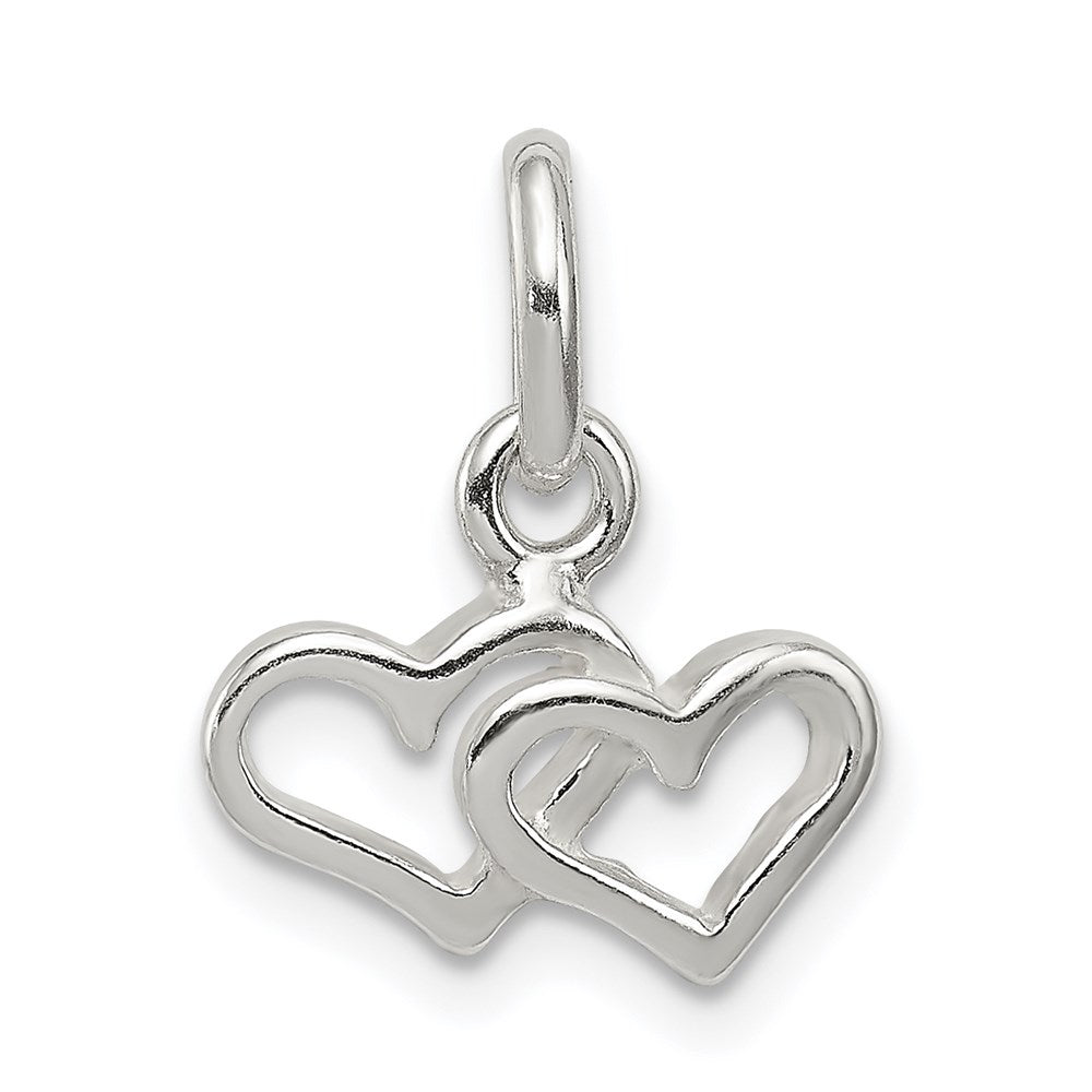 Sterling Silver Polished Double Heart Charm, 10.1 x 12 mm