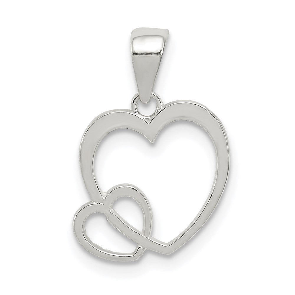 Sterling Silver Polished Hearts Pendant, 12.3 x 11.75 mm