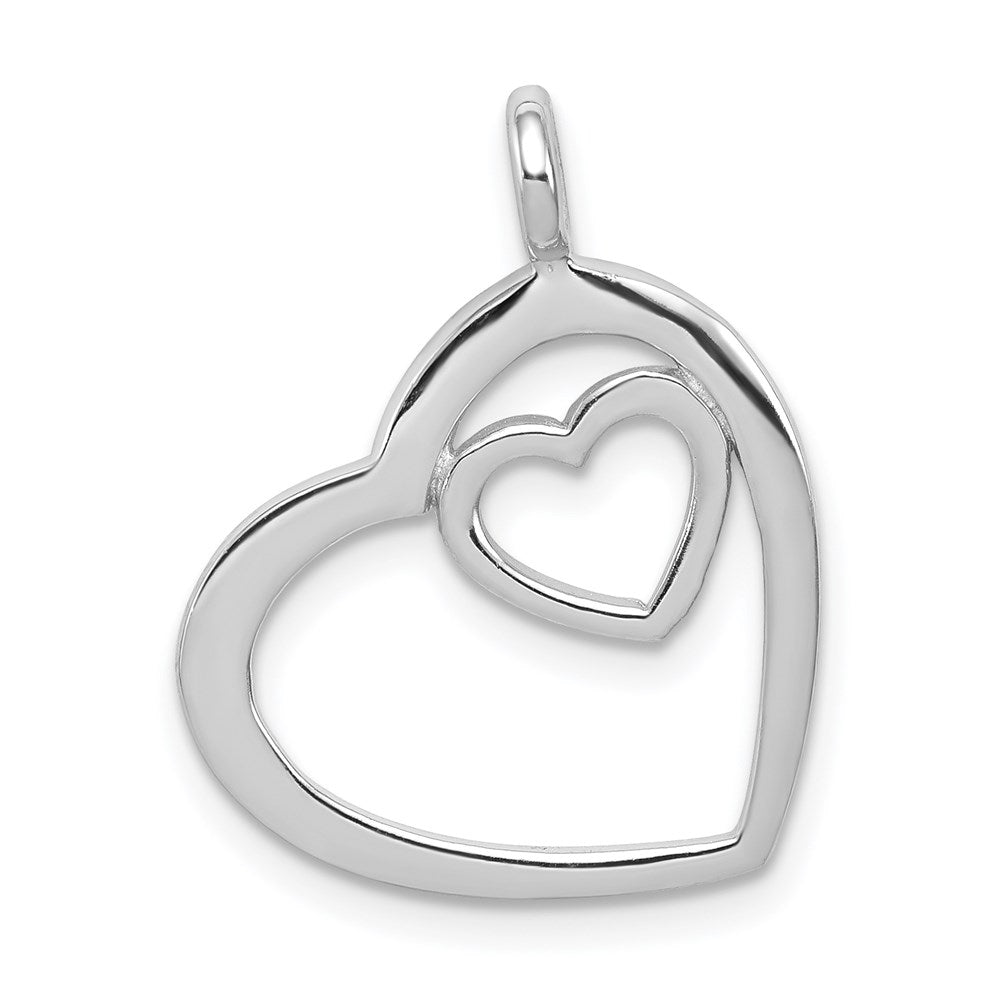Sterling Silver Rhodium-plated Heart Pendant, 17 x 17 mm