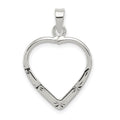 Sterling Silver Polished & D/C Heart Pendant, 18.2 x 17 mm