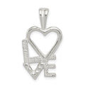 Sterling Silver Polished L HEART V E Chain Slide Pendant, 20 x 12.45 mm