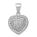Sterling Silver Rhodium-plated Polished CZ Heart Pendant, 14.2 x 14.25 mm