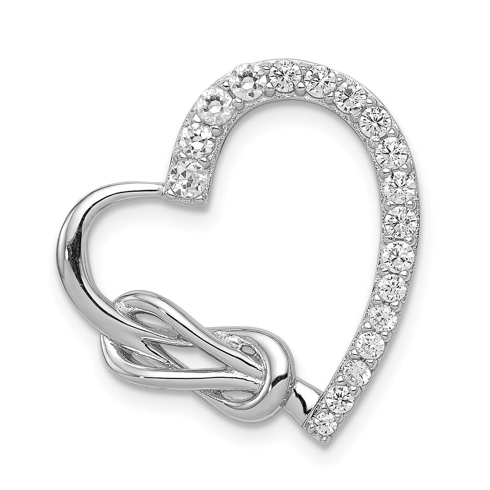 Sterling Silver Rhodium-plated CZ Heart Chain Slide, 20.75 x 20 mm