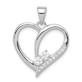 Sterling Silver Rhodium-plated CZ Heart Pendant, 19.8 x 20.6 mm