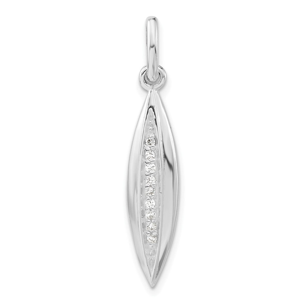 Sterling Silver Polished CZ Pendant, 34.5 x 6.7 mm