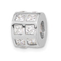 Sterling Silver Polished CZ Bead, 10.25 x 7.85 mm