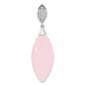 Sterling Silver Polished CZ & Pink Glass Pendant, 52.6 x 14.75 mm