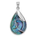 Sterling Silver Rhodium-plated Polished Abalone Pendant, 38.5 mm