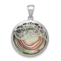 Sterling Silver Rhodium-plated Abalone Pendant, 30 mm
