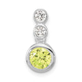 Sterling Silver Polished Green & Clear CZ Circles Chain Slide Pendant, 16.25 x 8.1 mm