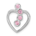 Sterling Silver Polished Pink CZ Heart Chain Slide Pendant, 18.05 x 14.5 mm