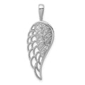 Sterling Silver Rhodium Diam. Open-work Wing Pendant, 0.05 ct, 33.5 x 13 mm