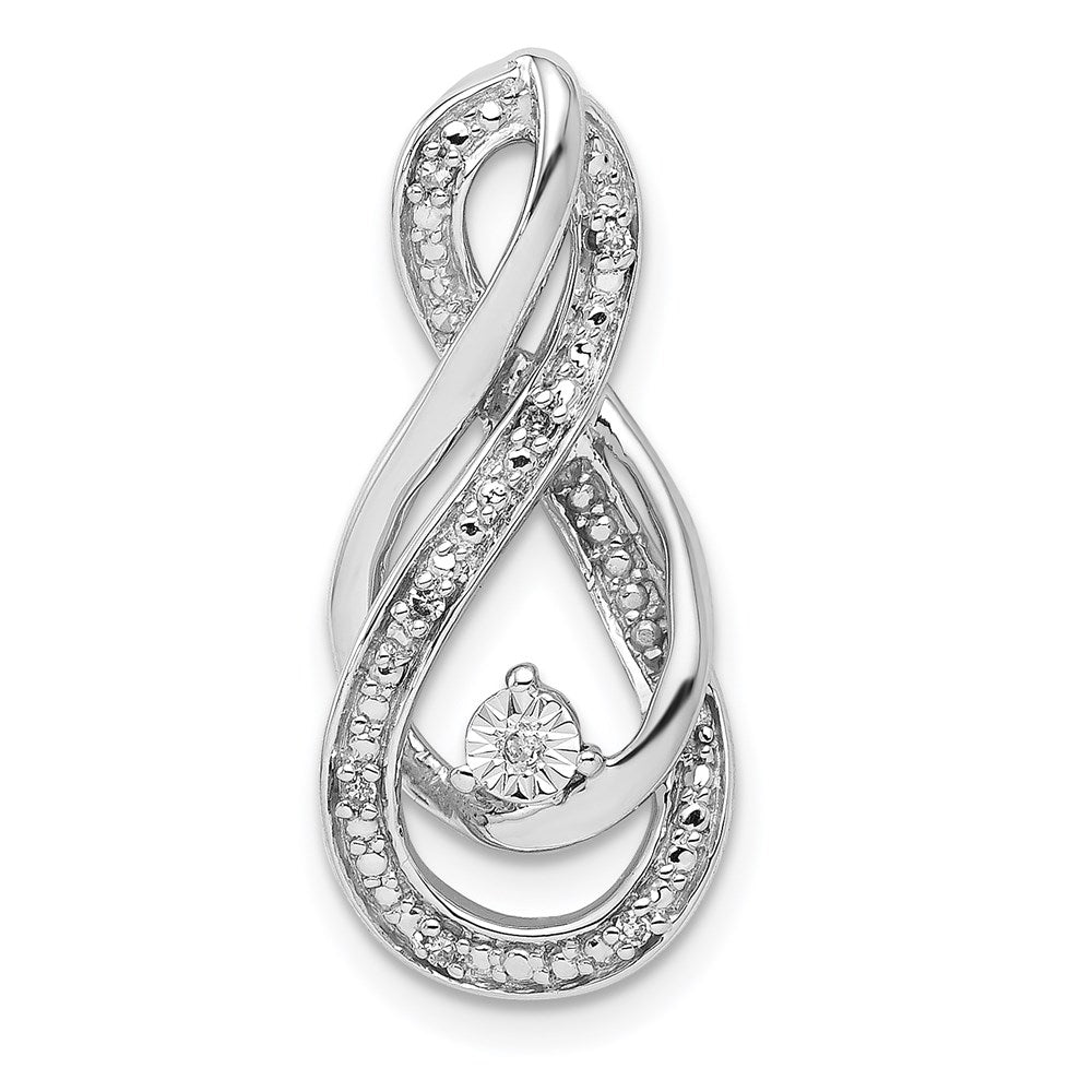 Sterling Silver Rhodium Diam. Infinity Symbol Slide Pendant, 0.027 ct, 25 x 10.5 mm