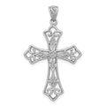 Sterling Silver Rhodium & Diam. Filigree Cross Pendant, 0.1 ct, 41.5 x 25 mm