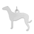 Sterling Silver Polished Engraveable Small Grey Hound Disc Charm, 30 x 40 mm
