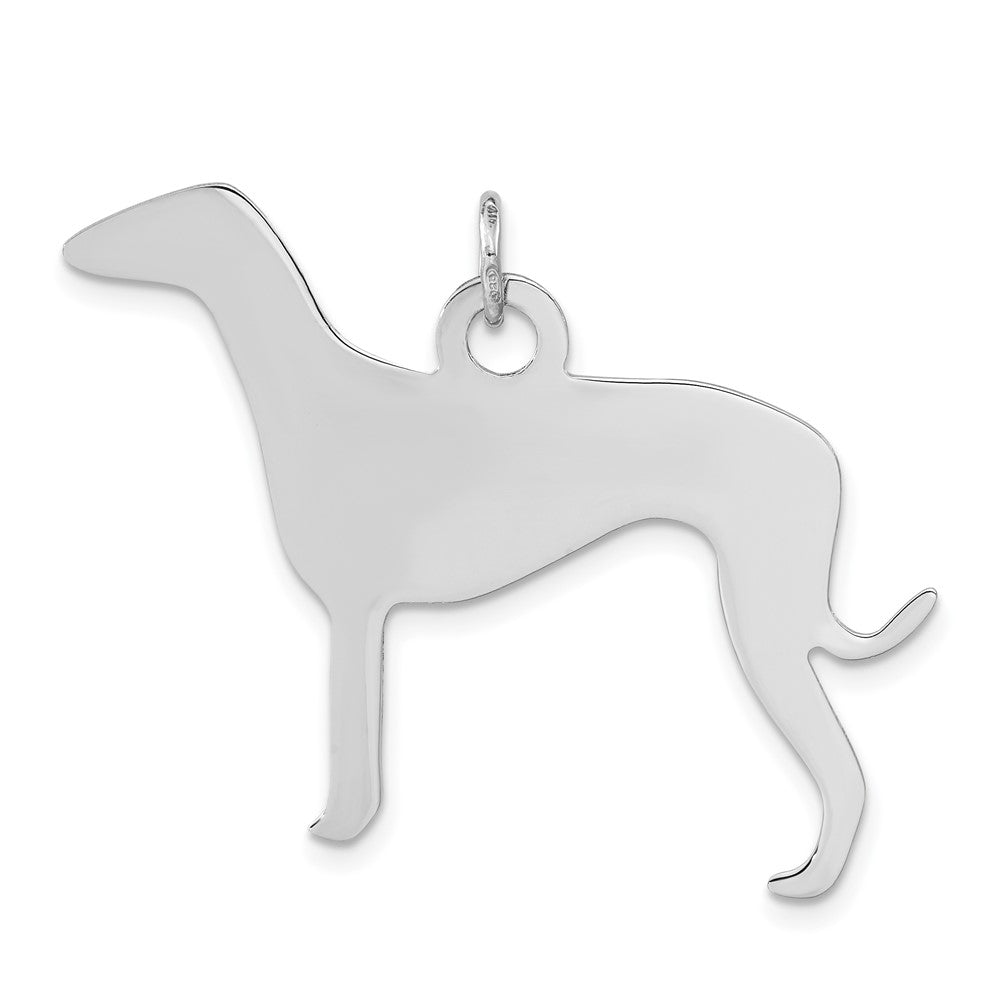 Sterling Silver Polished Engraveable Small Grey Hound Disc Charm, 30 x 40 mm