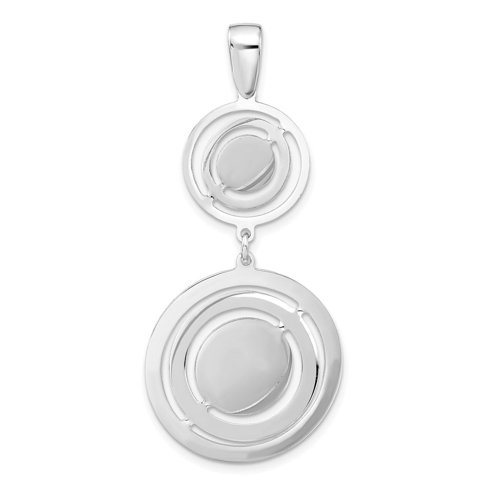 Sterling Silver Rhodium-plated Polished Twisted Circles Pendant, 53.5 x 24 mm