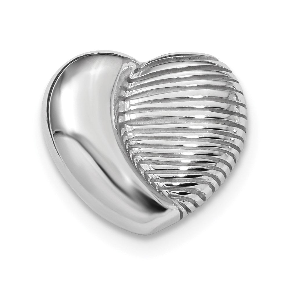 Sterling Silver Rhodium-plated Heart Chain Slide, 18 x 20 mm