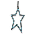 Sterling Silver Black-Rhodium Dyed White Howlite Star Pendant, 54.91 x 19.36 mm