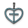 Sterling Silver Black-Rhodium Dyed White Howlite Cross Pendant, 24.05 x 19.79 mm