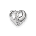 Sterling Silver Rhodium-plated Polished CZ Heart Chain Slide Pendant, 12 x 13.5 mm